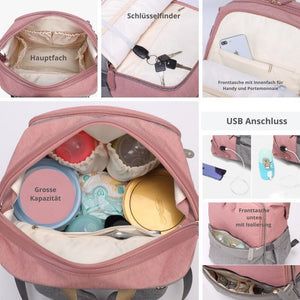 Wickelrucksack "Paris" mit USB Anschluss