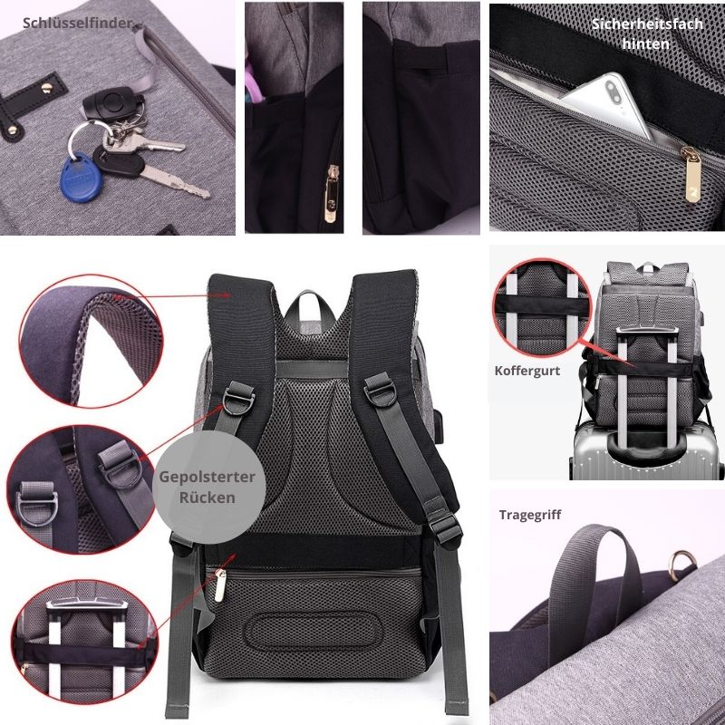 Wickelrucksack "London" mit USB-Anschluss